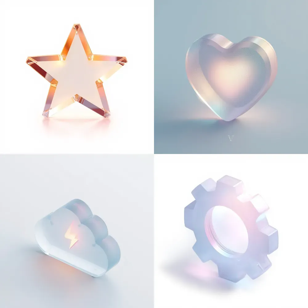 3D Premium Frosted Glass UI Icons