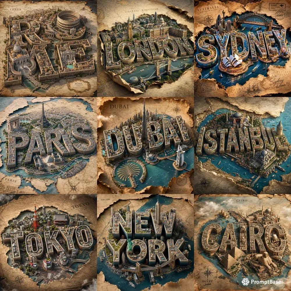 Epic City Typography Map Worlds