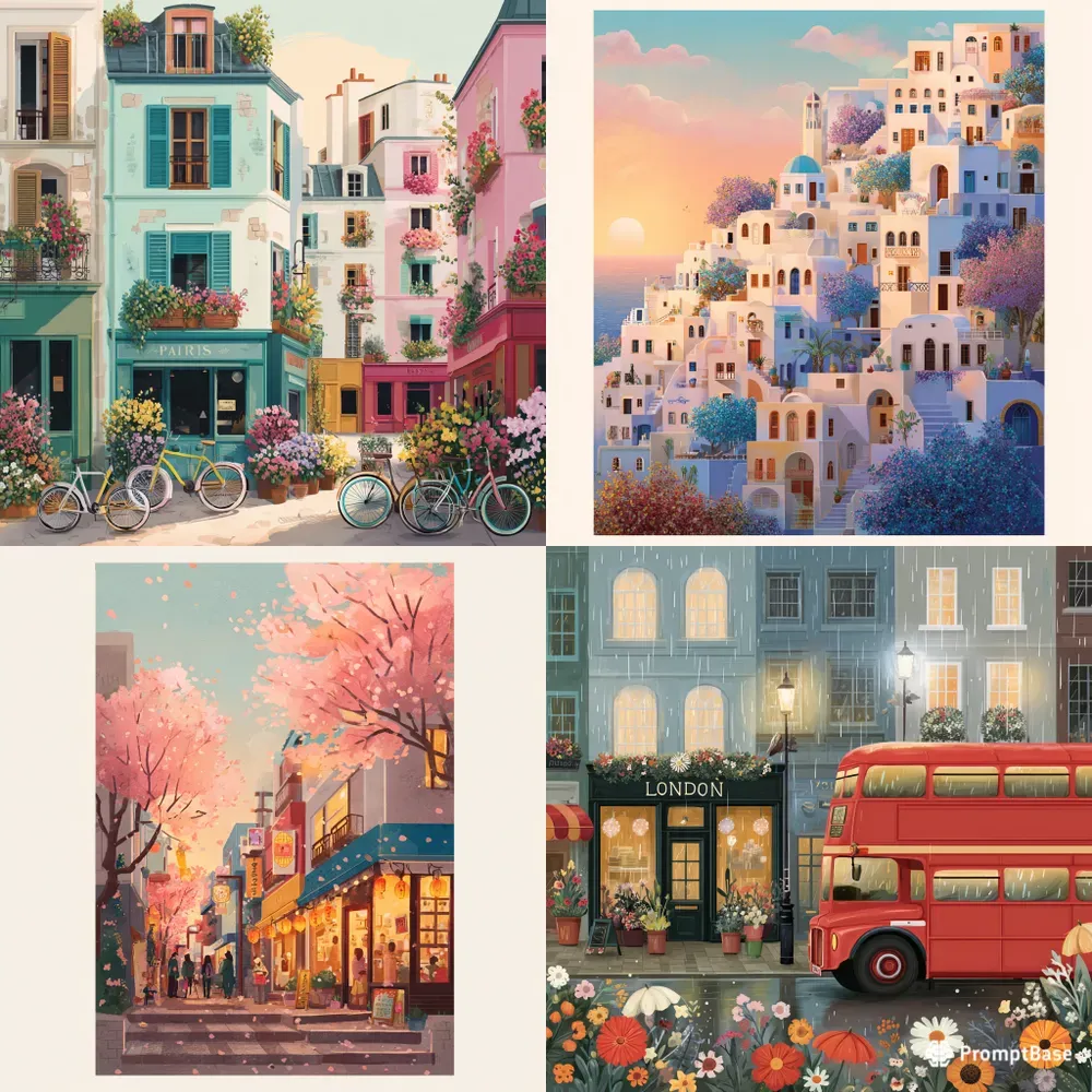 Cute Cityscape Travel Posters