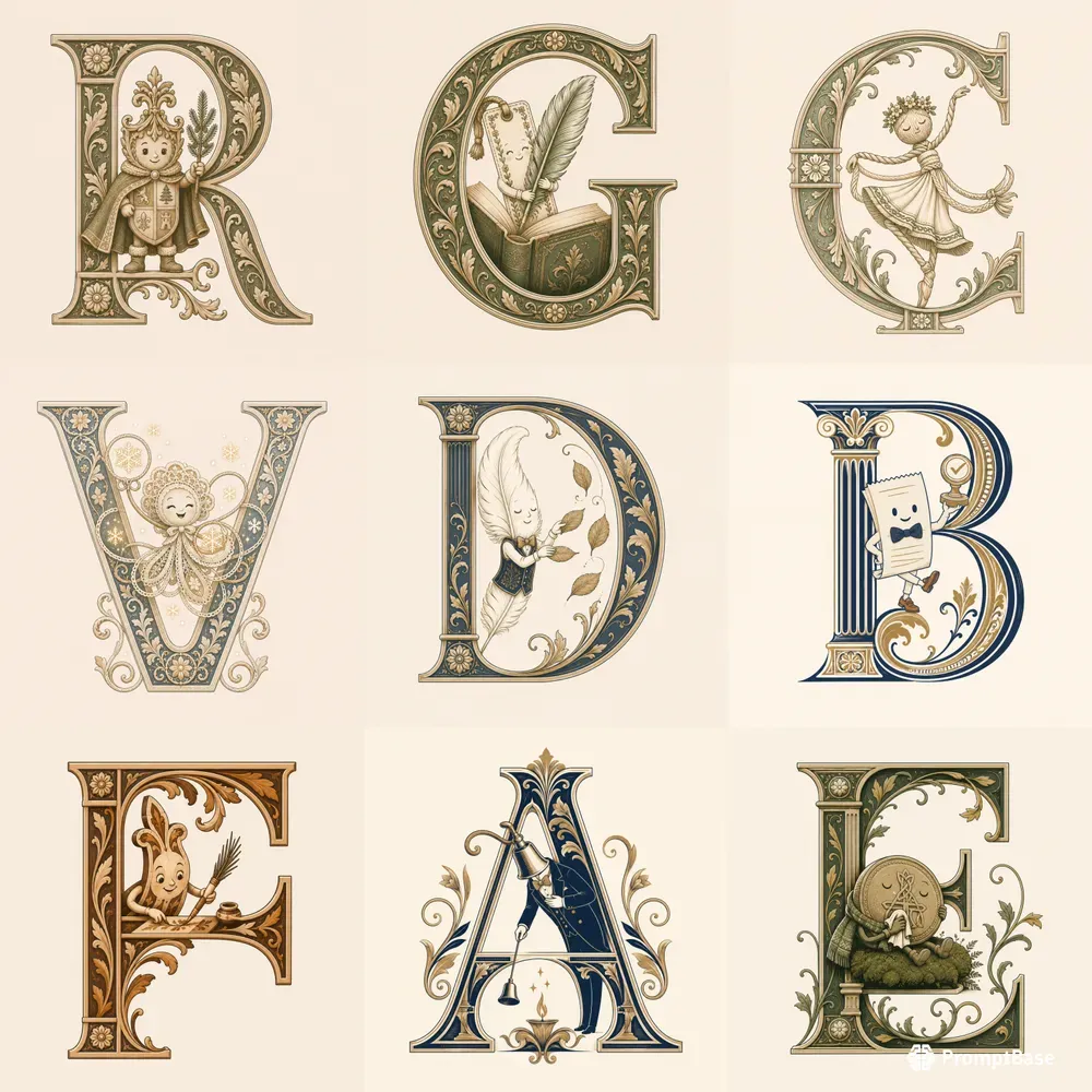 Elegant Mascot Floral Letters