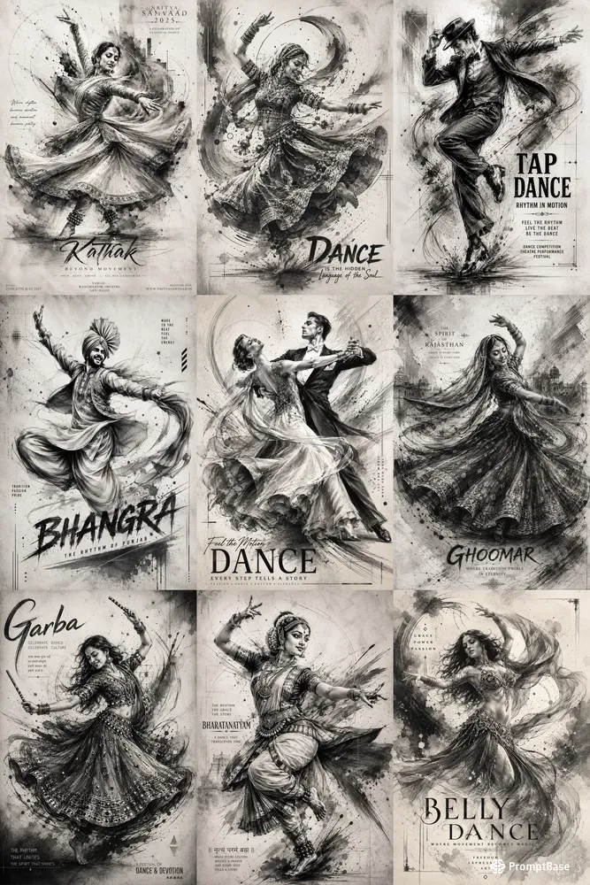 Dynamic Dance Poster Sketches