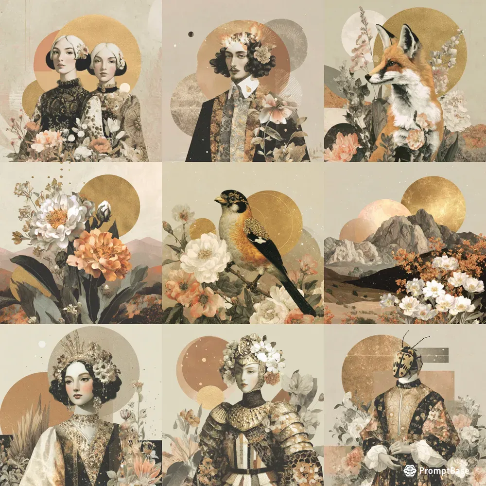 Sepia Botanical Portrait Illustrations