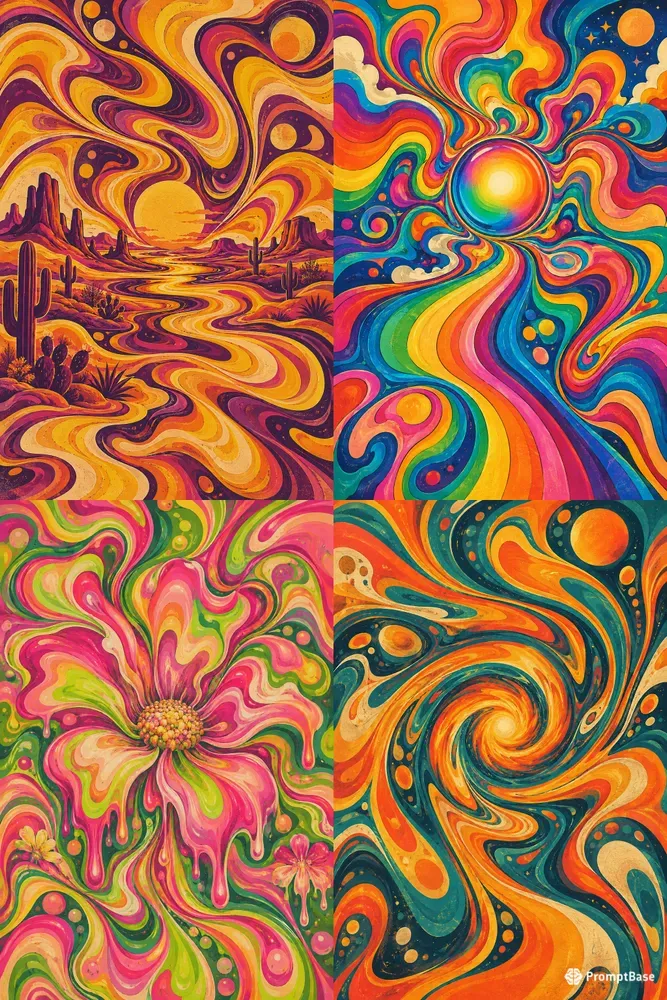 Groovy Retro Liquid Abstract Wall Art