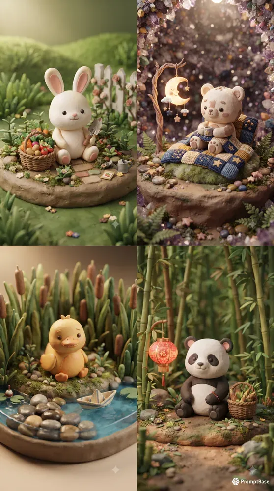 Full Crop 3D Clay Render Animal Habitats