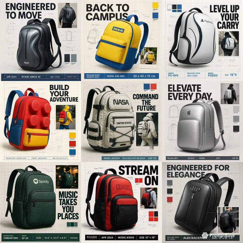 Branded Backpack Blueprint Mockups