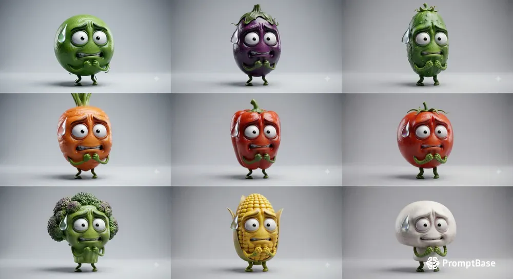 Stressed Out Vegetable 3D Emojis