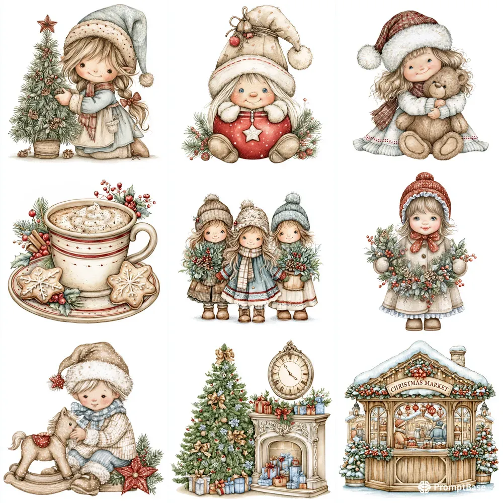 Cute Scandinavian Christmas Cliparts