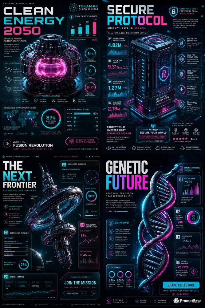 Futuristic Dark Tech Infographic Posters