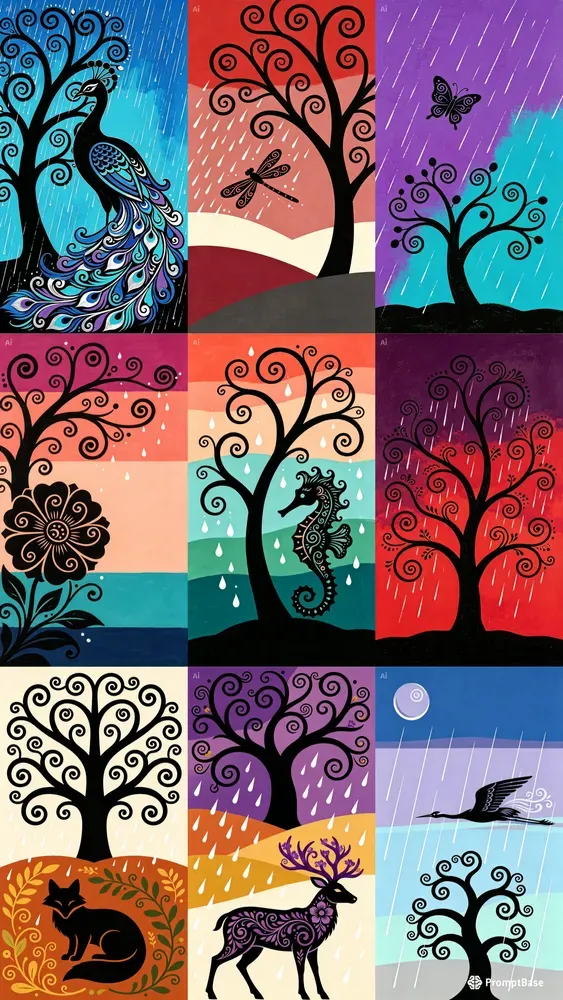 Whimsical Silhouette Decorative Art
