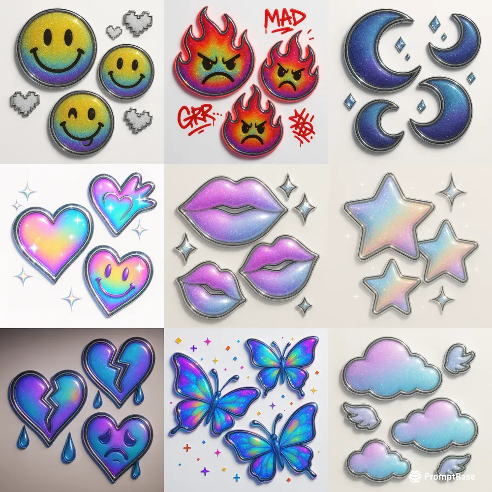 Y2k Emotion Stickers Packs Holographic