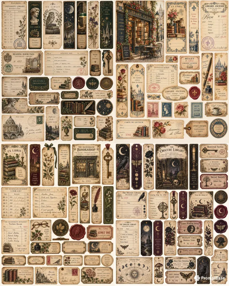 Antique Bookshop Ephemera Sheets