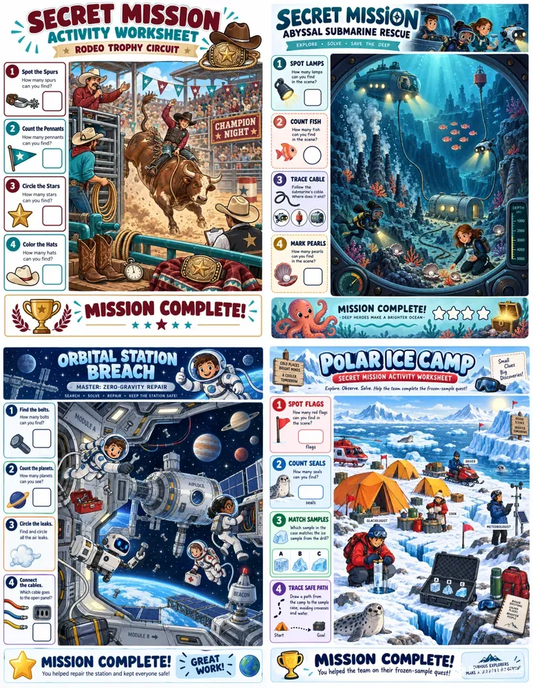 Secret Mission Activity Worksheets