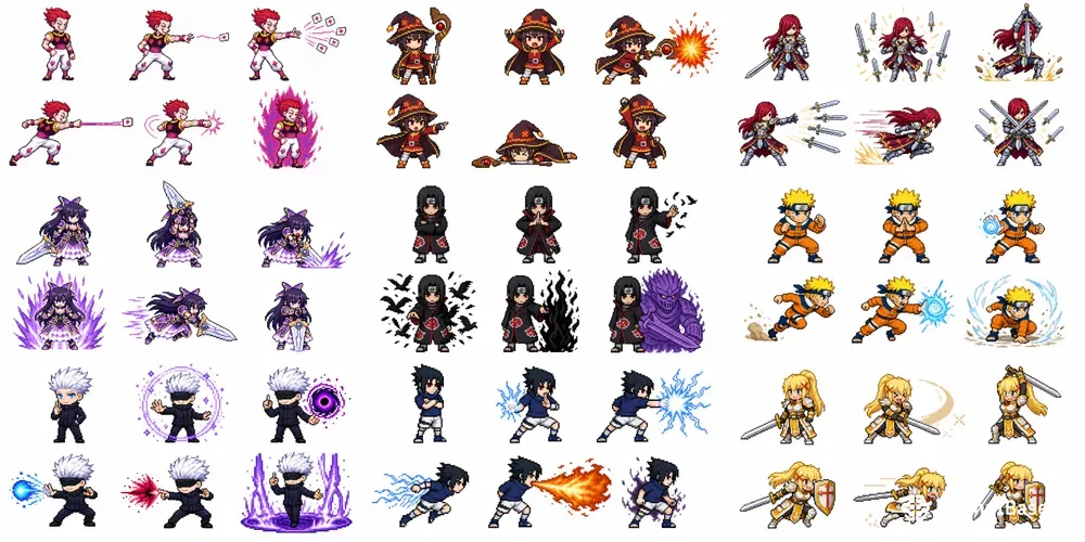 Anime Pixel Art Sprite Sheet Packs