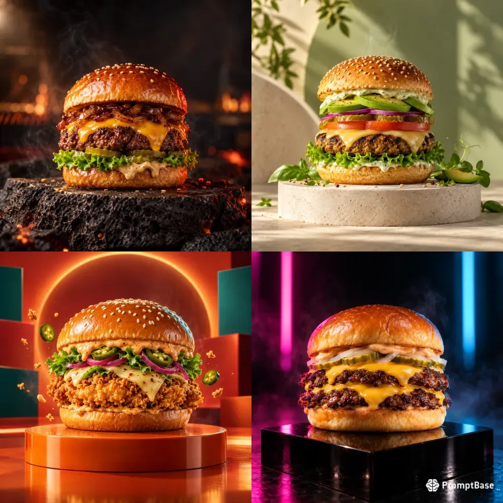 Cinematic Burger Advertising Photos