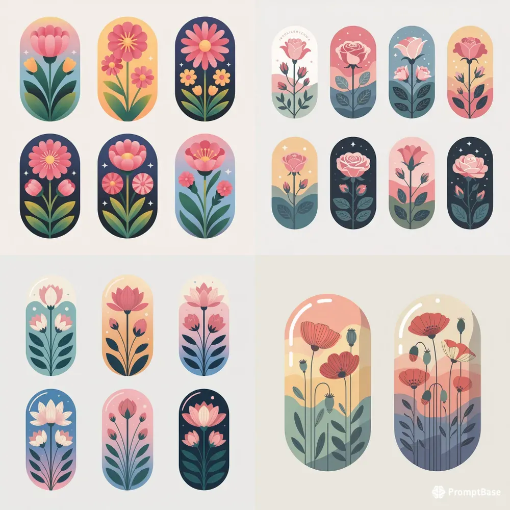 Elegant Capsule Floral Illustrations