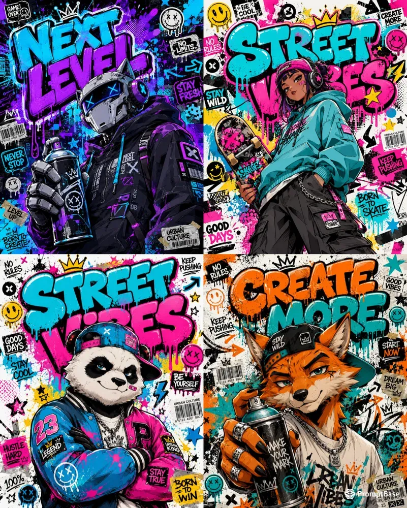 Urban Graffiti Cartoon Posters Premium