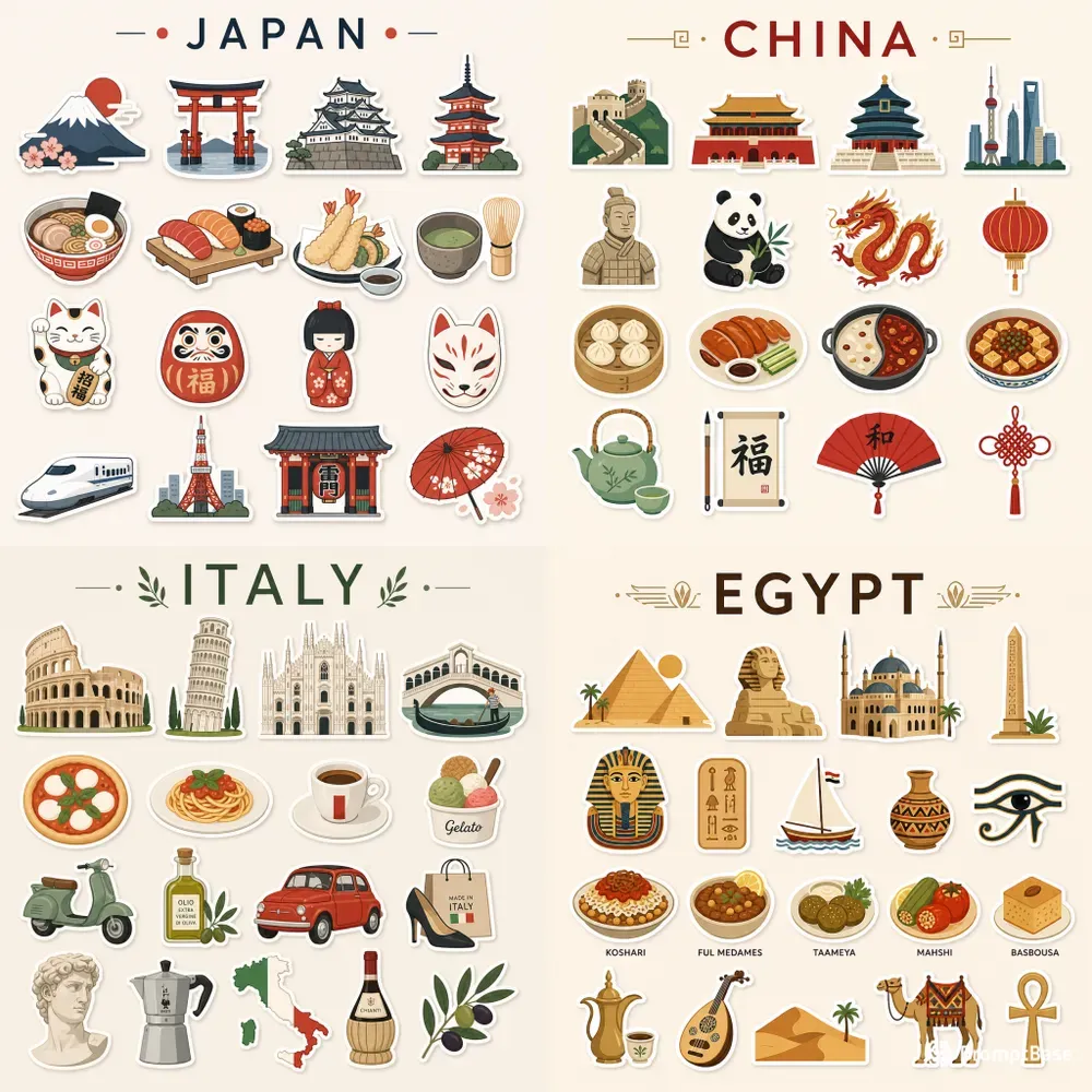 Collections Of Stickers Cultural Icons