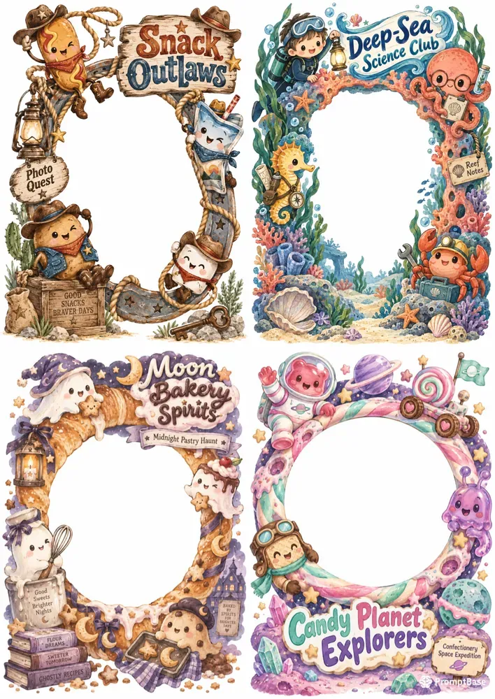 Kawaii Character Photo Frame Printables