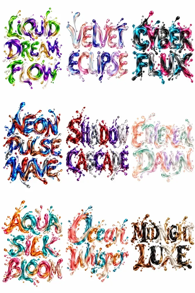 Abstract Fluid 3D Typography Posters