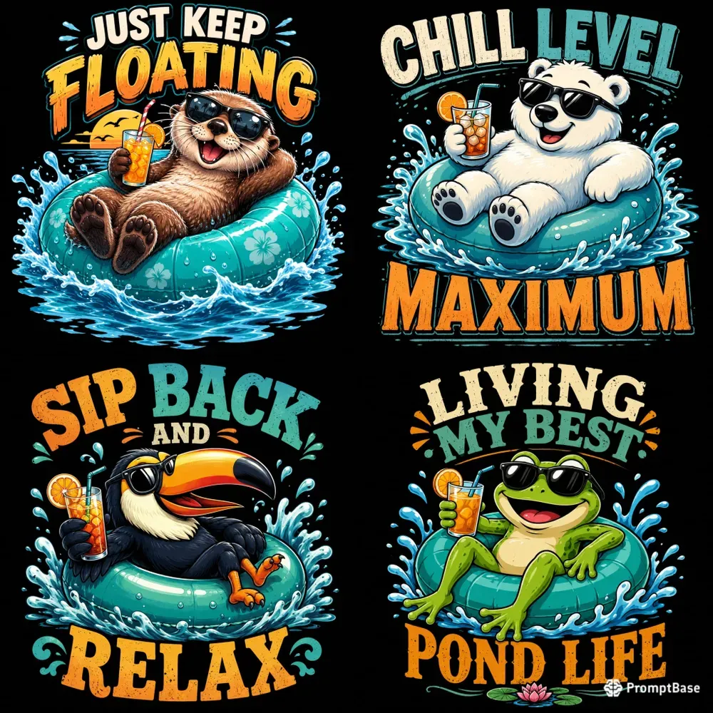 Funny Floating Animal Tees