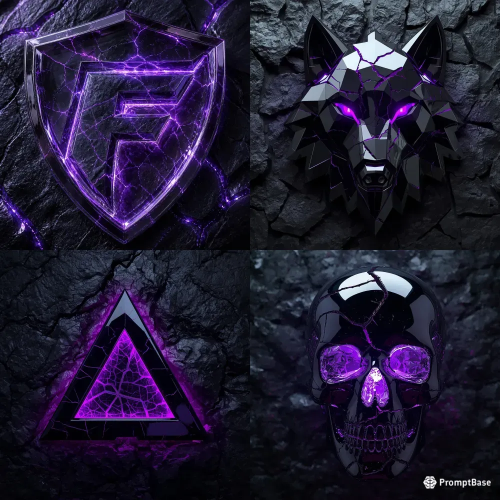 Cyberpunk Glowing Obsidian 3D Logos