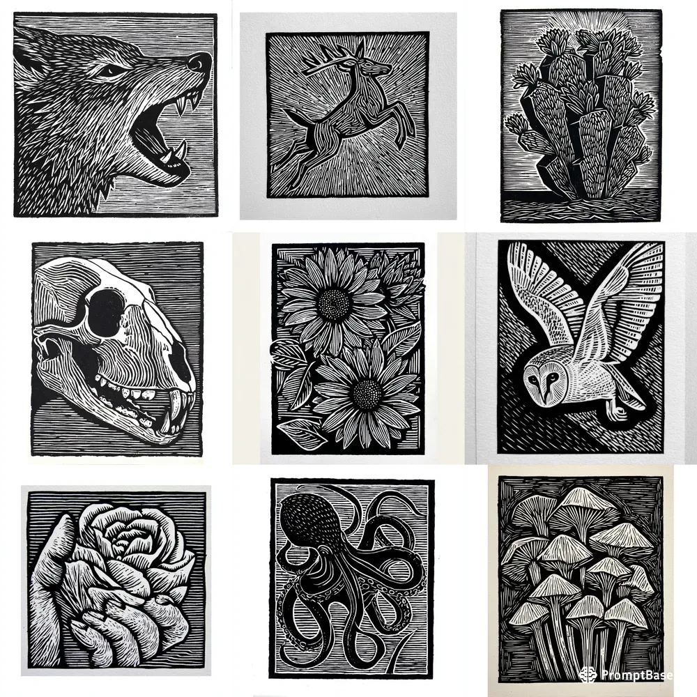 Linocut Tee Shirts
