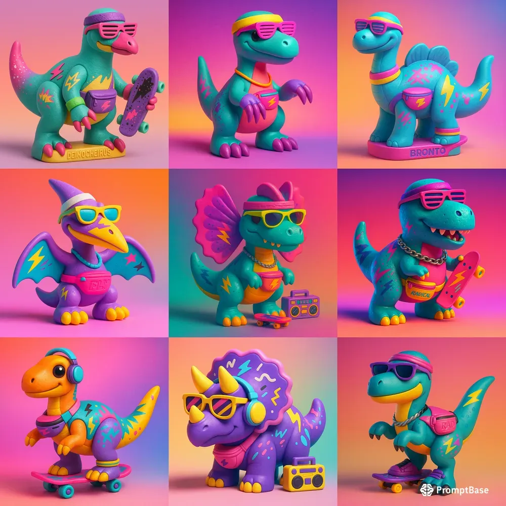 Retro 80s 90s Dinosaur Toy Prompts
