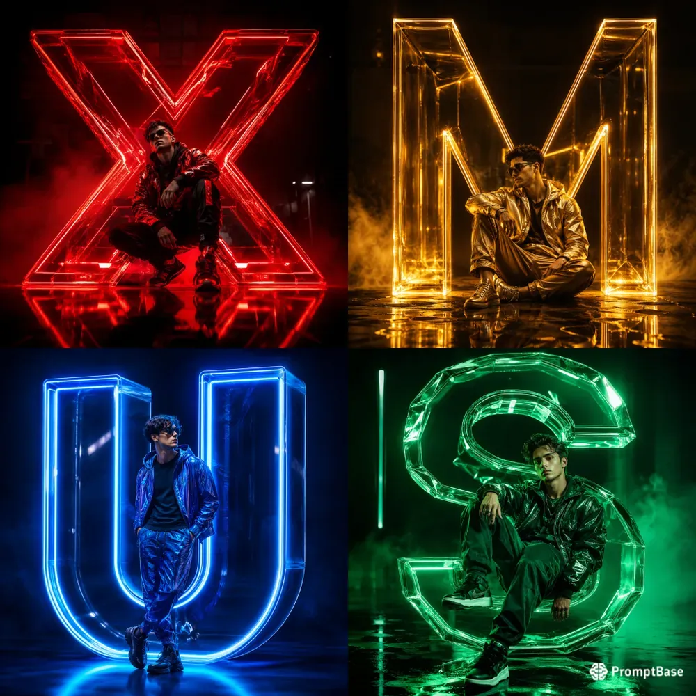 Neon Monogram Portrait Studios