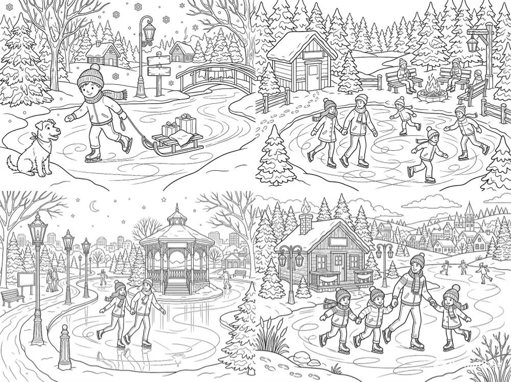 Winter Ice Skating Coloring Pages