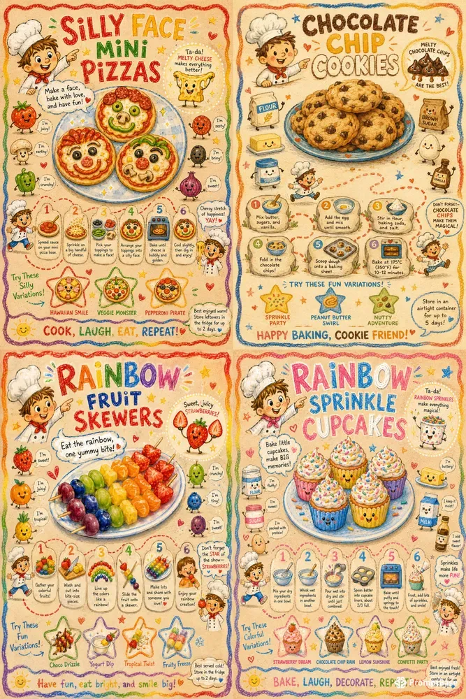 Kids Storybook Doodle Recipe Posters