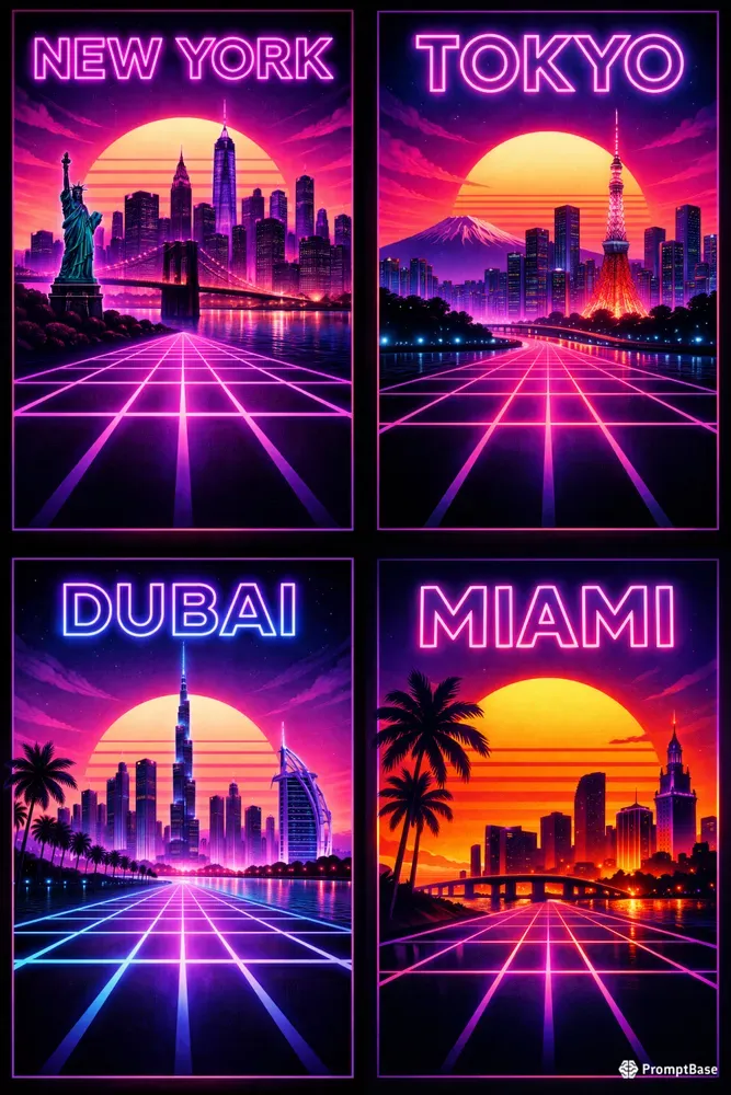 Neon Retro Travel Ads