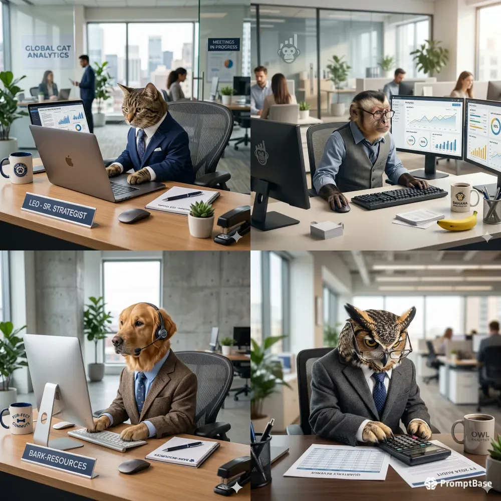Funny Animal Office Worker Ads