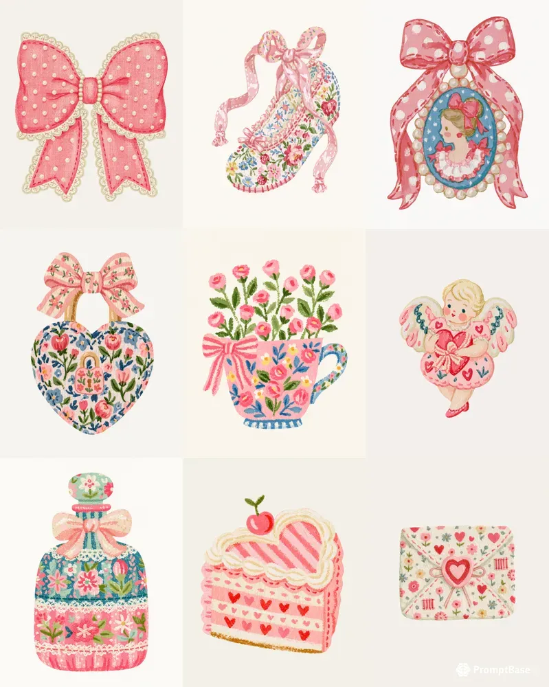 Romantic Coquette Scrapbook Elements