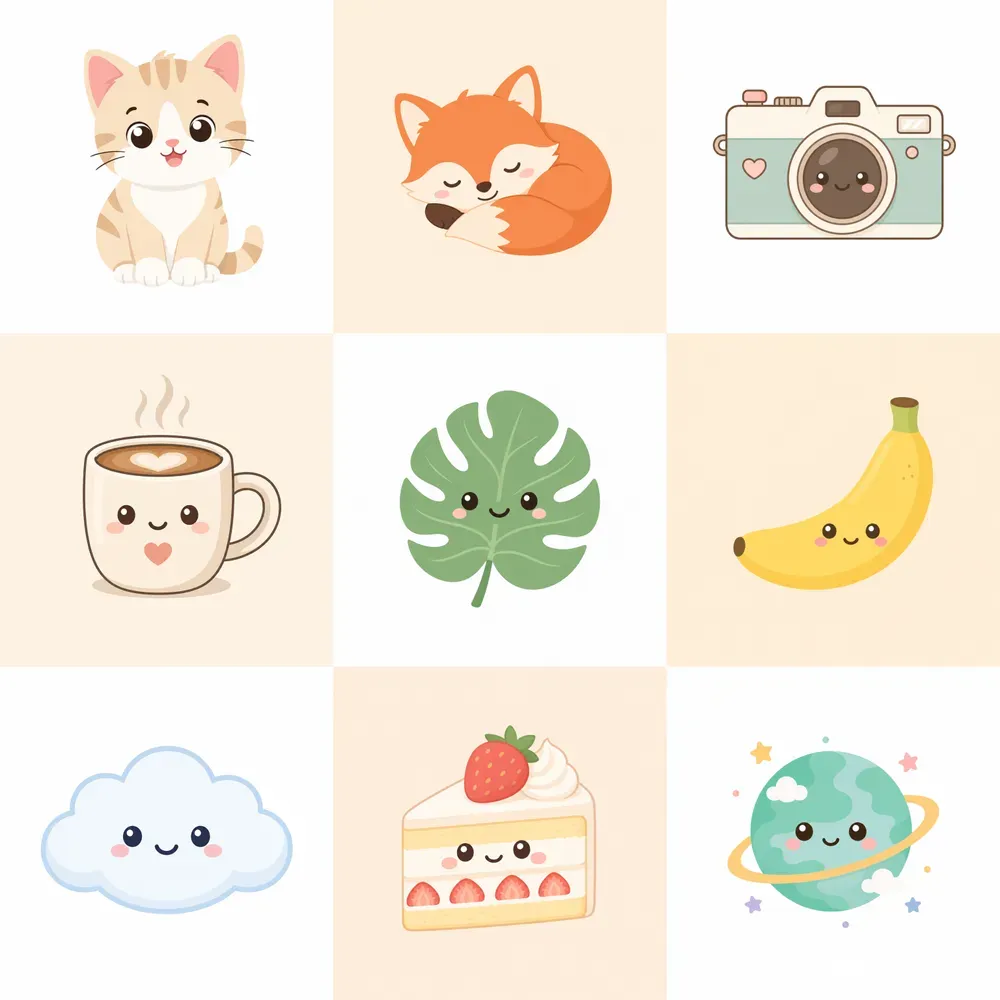 Cute Pastel Flat Vector Icons