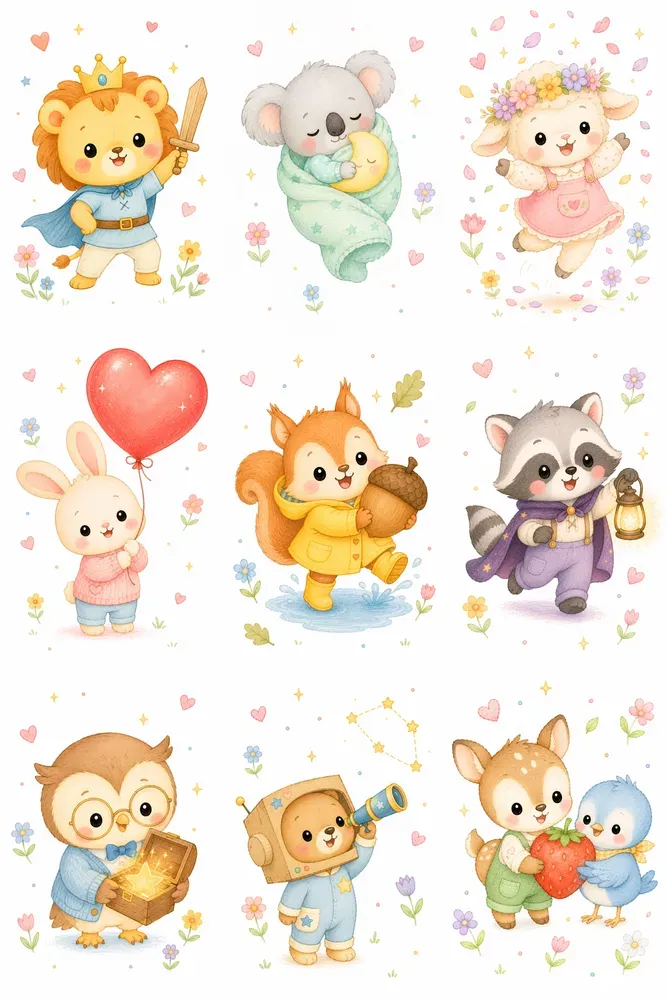 Whimsical Soft Pastel Chibi Collections