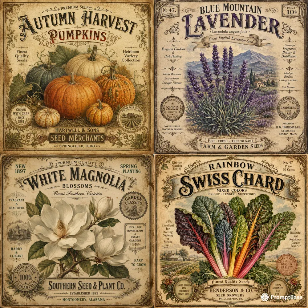 Vintage Botanical Seed Packet Posters