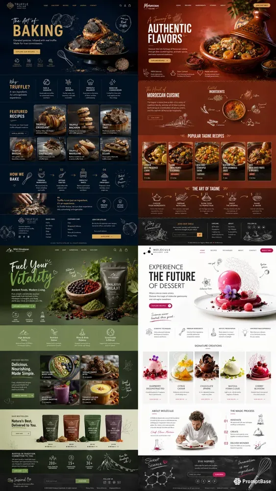 Modern Artistic Cooking Website UIs