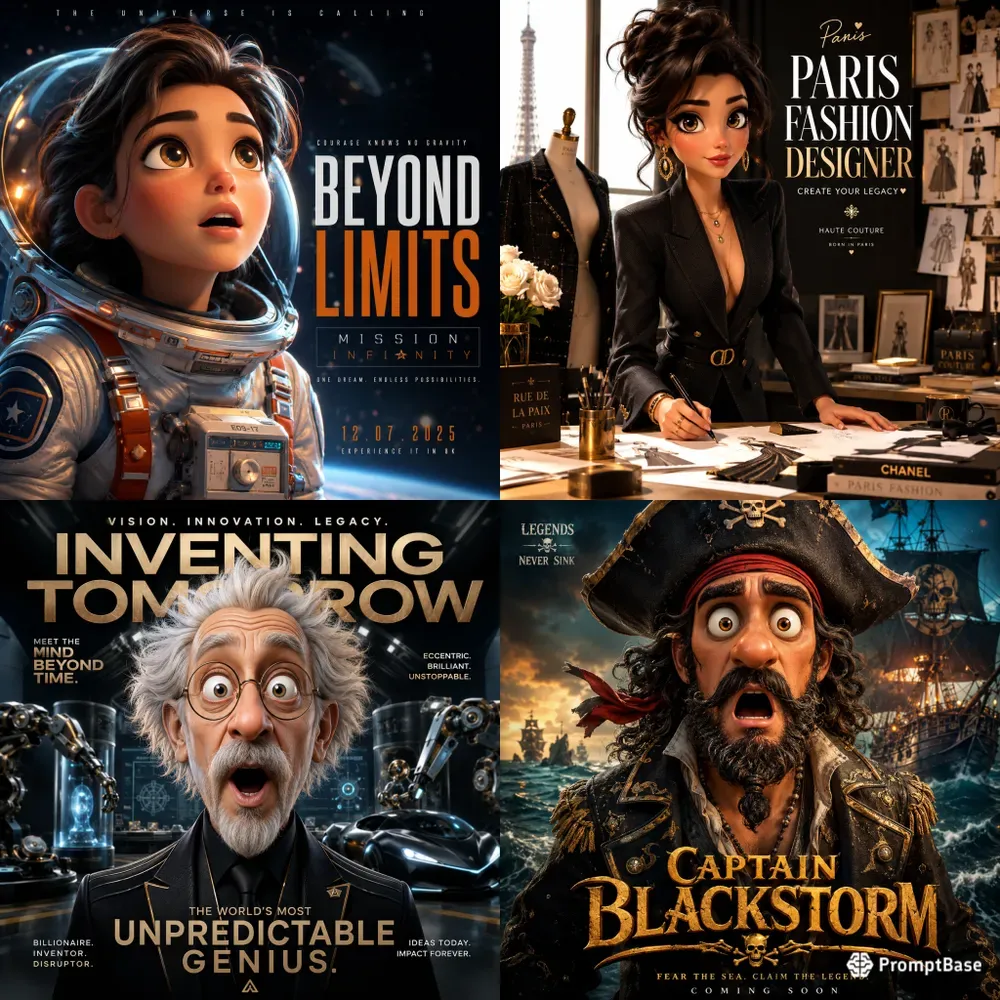 3D Cartoon Character Poster Generator