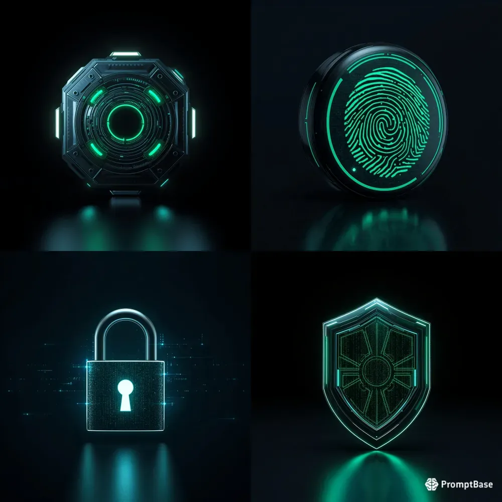 3D Cyber Security Tech Hud Icons