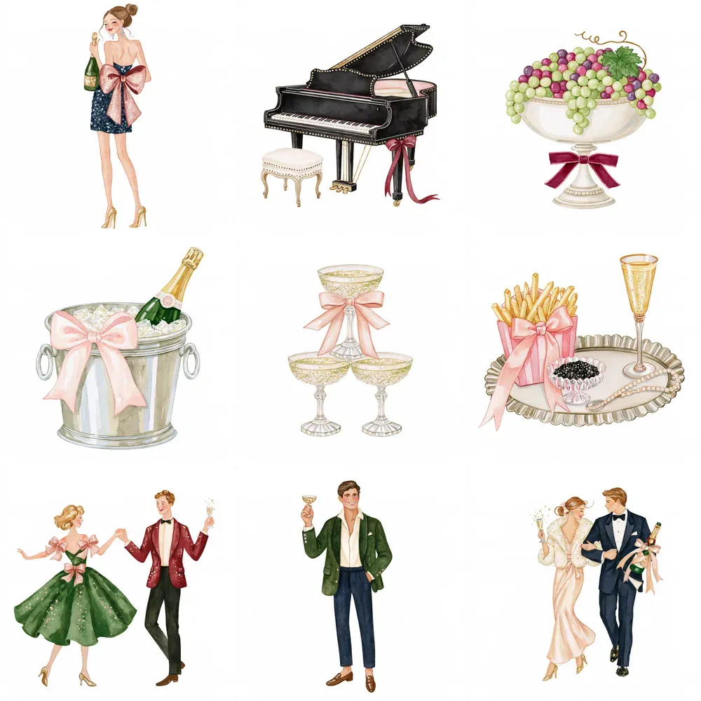 New Years Eve Glamour Watercolors