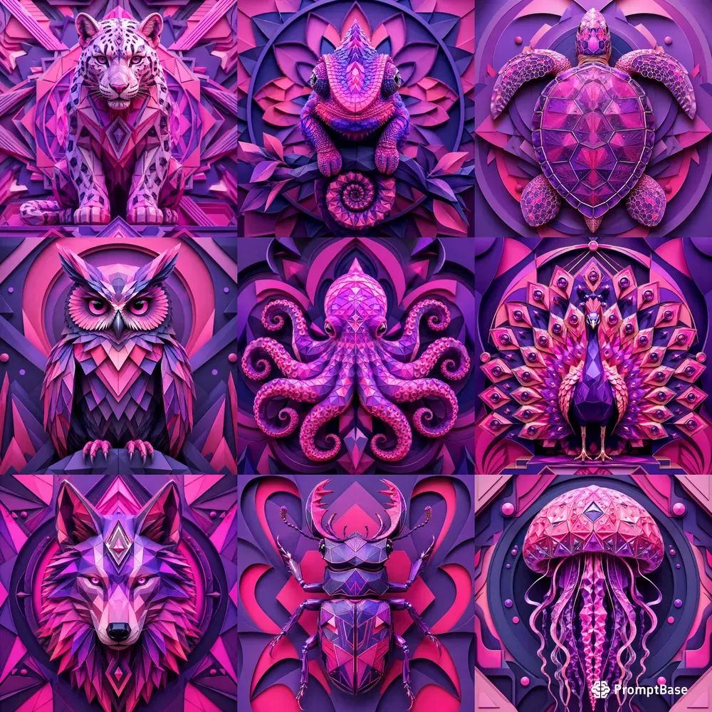 Vibrant Geometric Animal Art