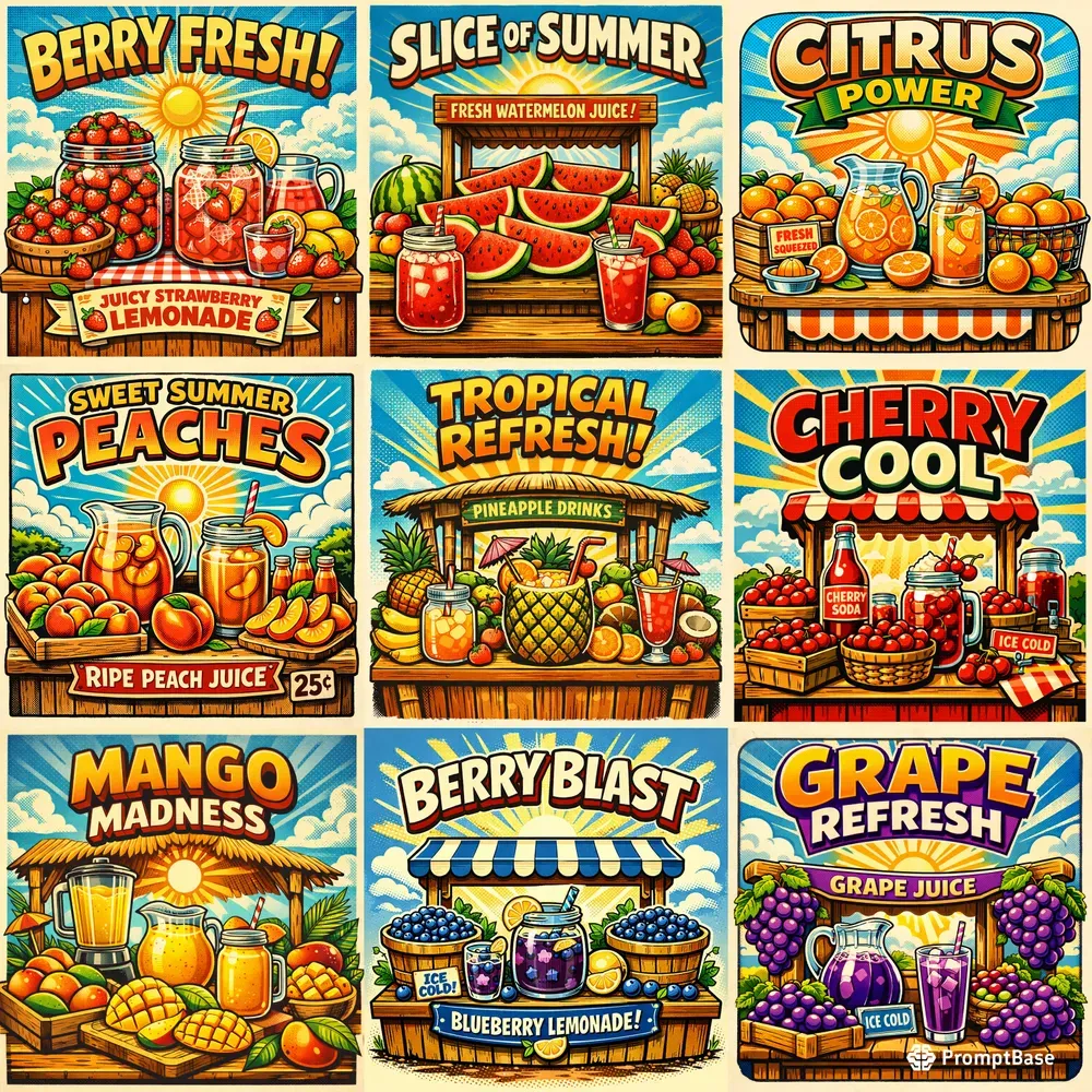 Retro Fruit Stand Illustration Generator