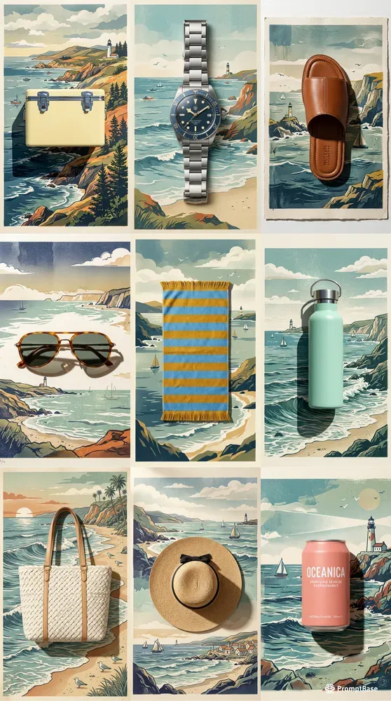 Vintage Silkscreen Ocean Product Art