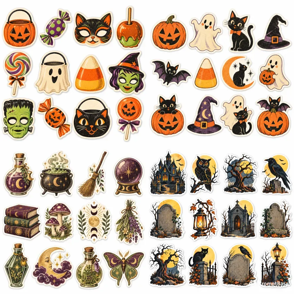 Vintage Halloween Sticker Sheets