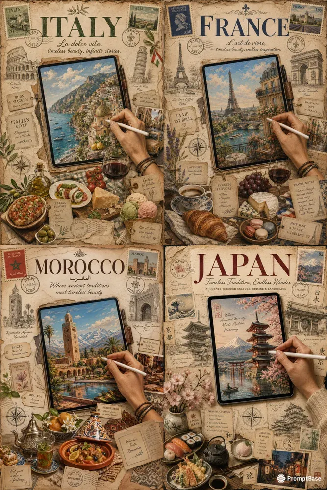 Digital Travel Scrapbook Collages