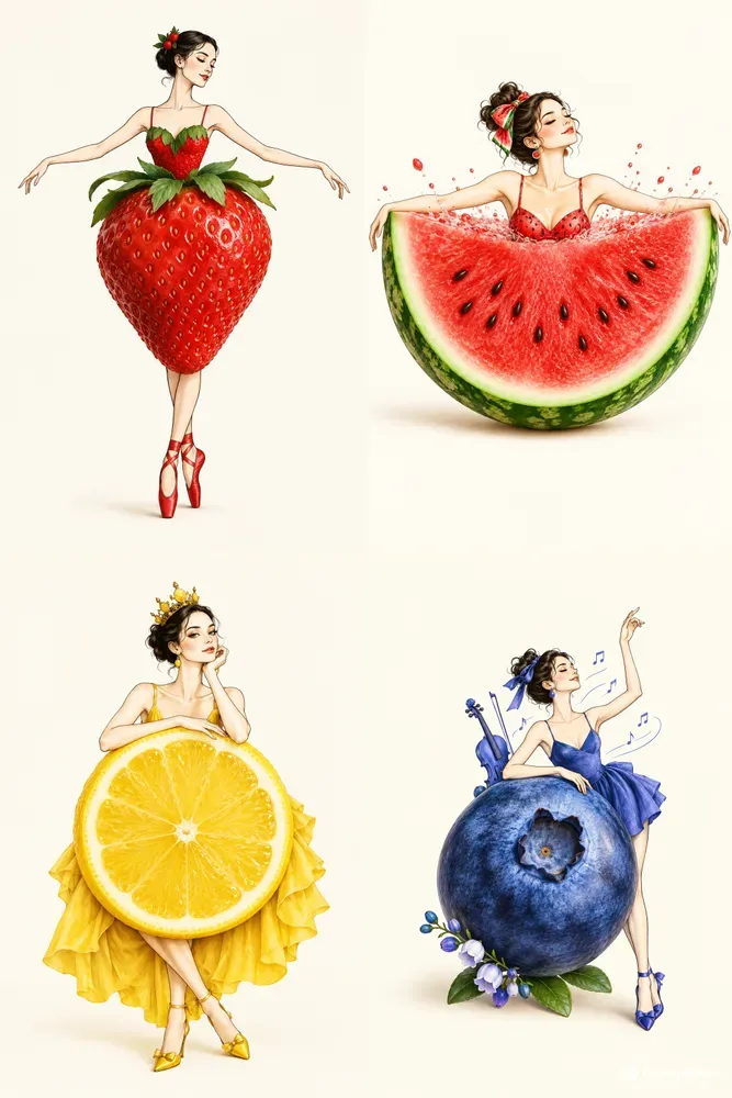 Surreal Fruit Fashion Illustrations