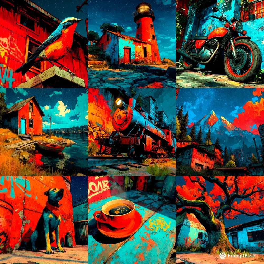 Illustrations Bold Neon Gritty