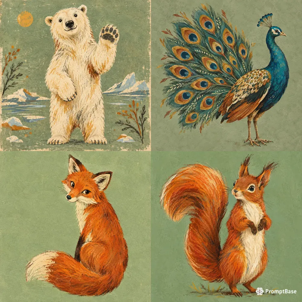 Whimsical Folk Animal Prints