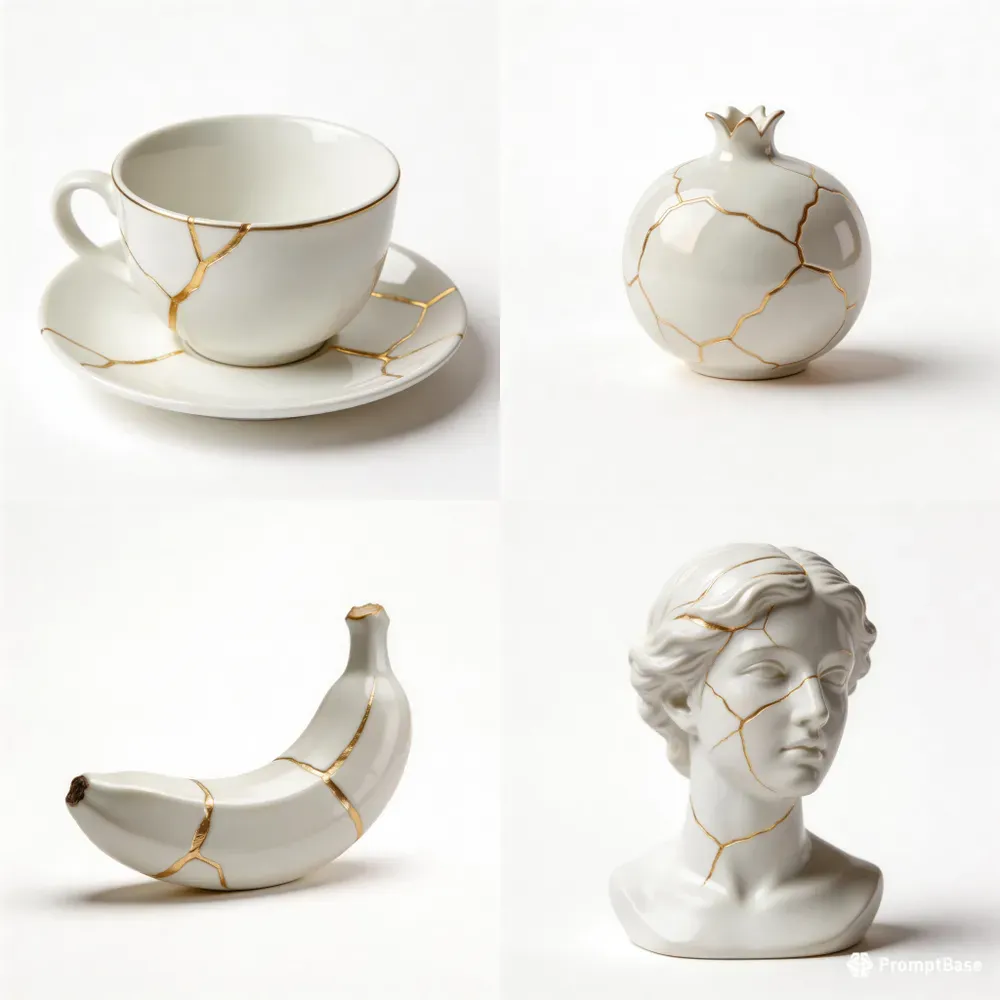 Kintsugi Porcelain Pomegranate Shots