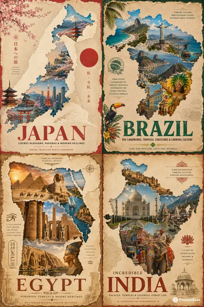 Timeless Travel Collage Poster Generator